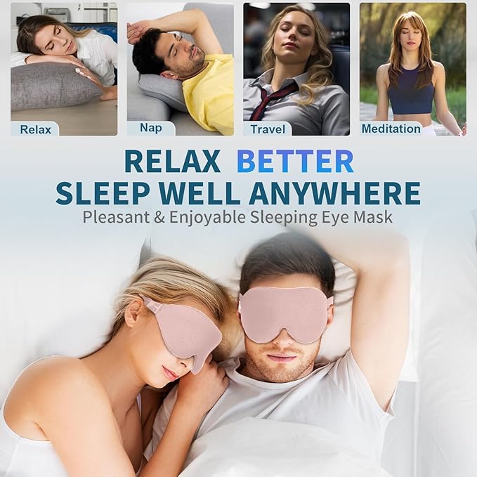 ZGGCD Sleep Mask for Side Sleeper, Light Blocking Sleeping Eye Mask for Women Men, 3D Contoured Night Blindfold, Luxury Eye Cover Eyeshade with Adjustable Strap for Travel, Nap, Nurse Essentials, Pink