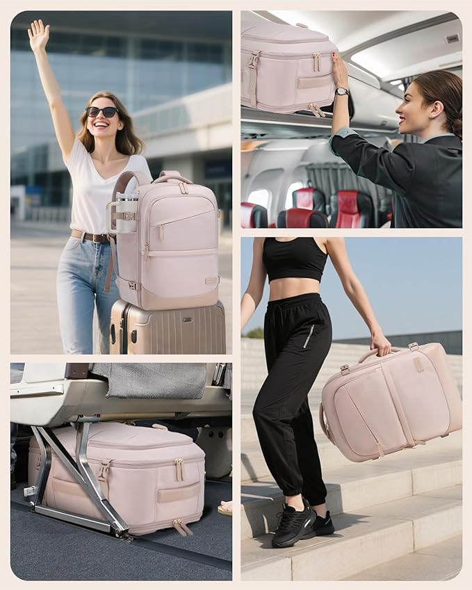 LOVEVOOK Travel Backpack for Women & Men, 40L Carry on Backpack Airline Approved, Large TSA Personal Item Travel Bag fits 17.3" Laptop, Business Weekender Bag for Essentials, 4Pcs