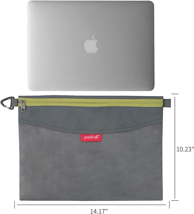 pack all Water-resistant Material Zipper Pouch, Mesh Zipper Bags for Storage, Travel, Office (Gray, Large)