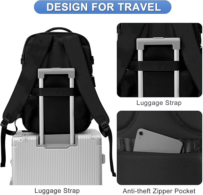 coofay Expandable Backpack For Traveling On Airplane Carry On Backpack For Women Men Airline Approved Personal Item Bag For Airlines Gym Bag For Women With Shoe Compartment