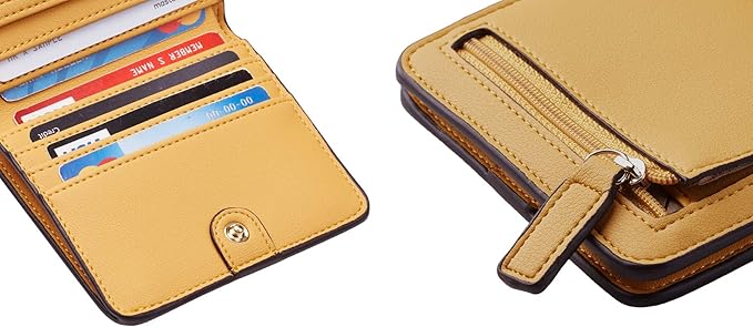 Toughergun Women’s Small Slim Leather Wallet with RFID Protection, Compact Bifold Mini Purse with Clear ID Window
