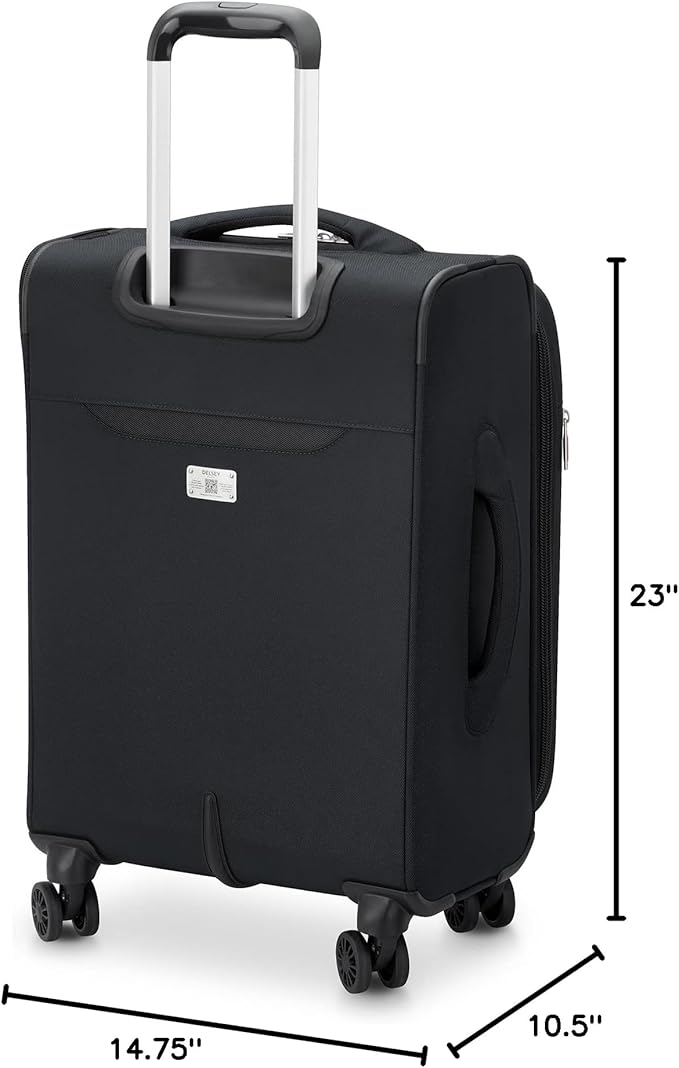 DELSEY PARIS Sky Max 2.0 Softside Expandable Luggage with Spinner Wheels, Black, Carry-on 21 Inch