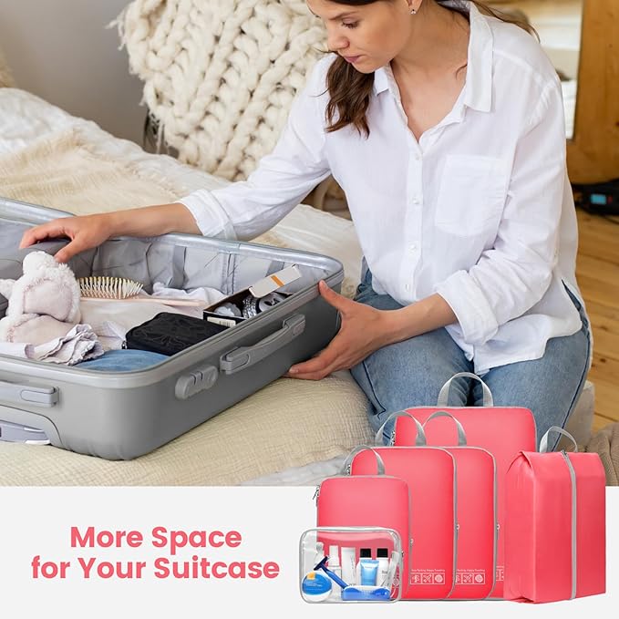 Cambond Compression Packing Cubes for Travel Women - Lightweight Luggage Organizers Bag Packing Cubes for Carry on Suitcases