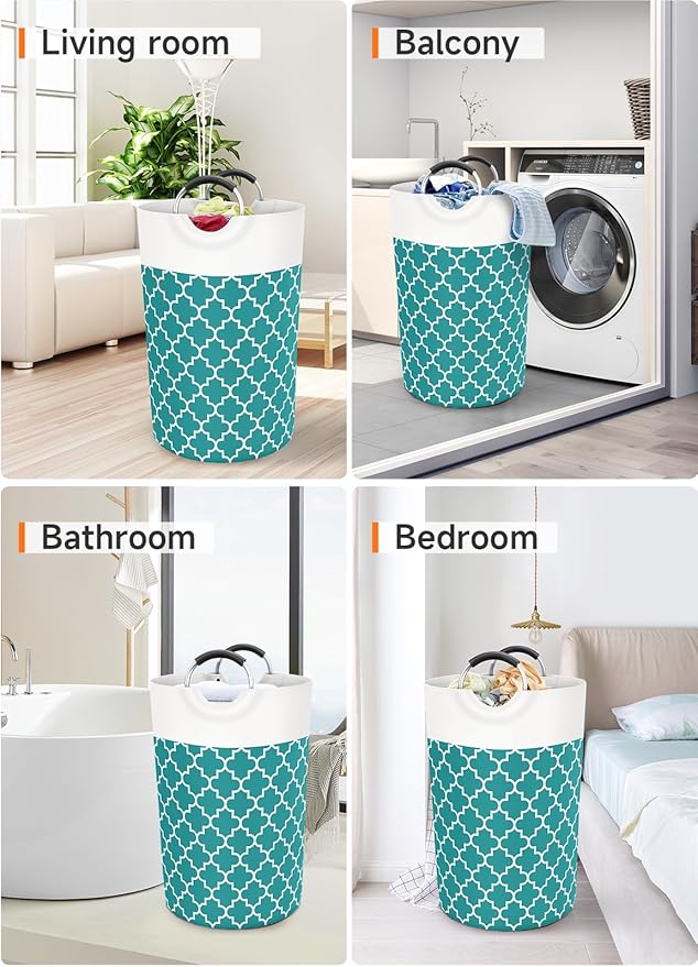 Large Laundry Basket Laundry Hamper Bag Washing Bin Clothes Bag Collapsible Tall With Handles Waterproof Travel Bathroom College Essentials Storage For College Dorm, Family (Green)115L