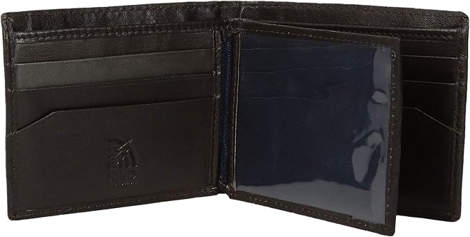 Steve Madden Men's Slim Leather Wallet with Extra Capacity Attached Flip Pockets