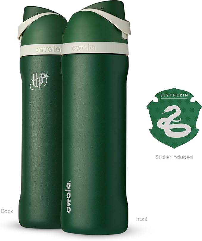 Owala Harry Potter FreeSip Insulated Stainless Steel Water Bottle with Straw, BPA-Free Sports Water Bottle, Great for Travel, 24 Oz, Slytherin