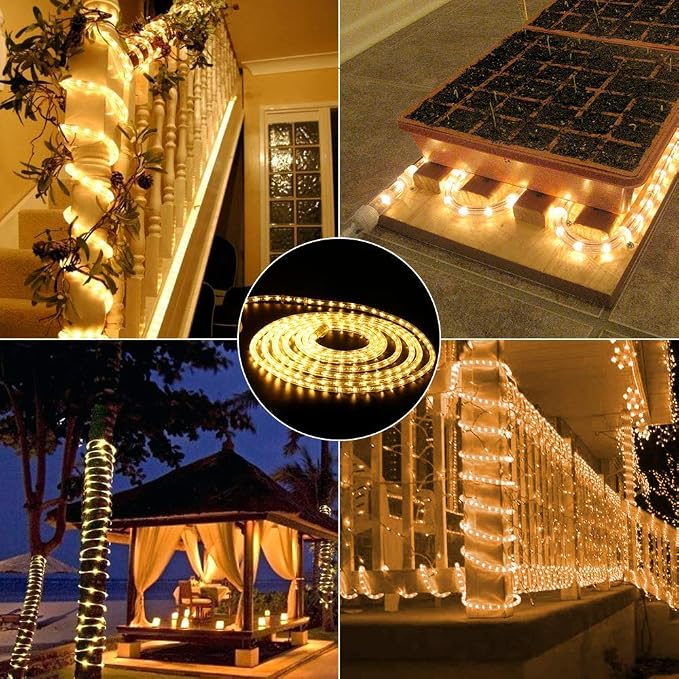 LED Rope Lights Battery Operated String Lights 40Ft 120 LEDs 8 Modes Hanging Fairy Lights Dimmable/Timer with Remote for Camping Party Halloween Christmas Decoration (Warm White)