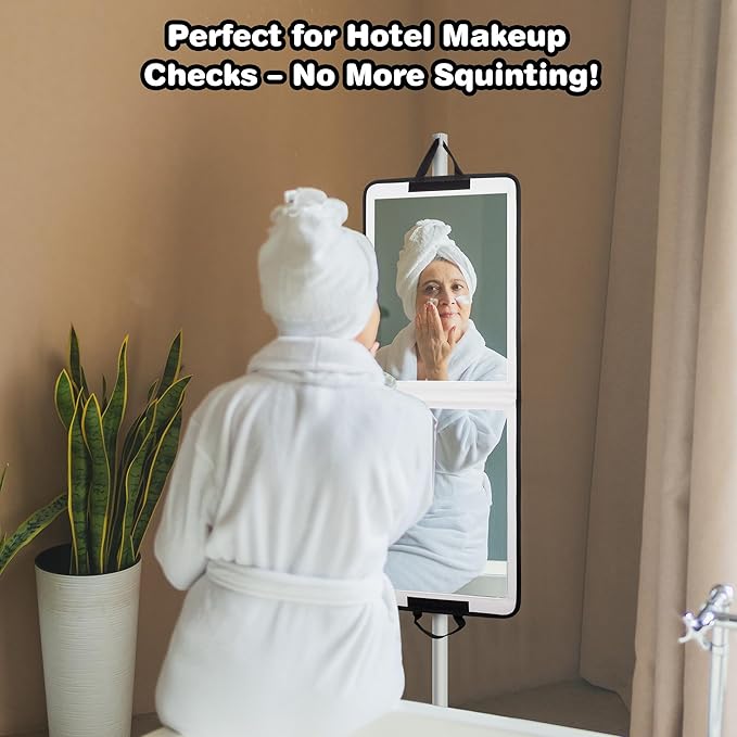 LPHUMEX White Portable Full Length Mirror for Dance Bag, 33x13 Inch Portable Folding Body Mirror for Wedding Golf Swing Workout