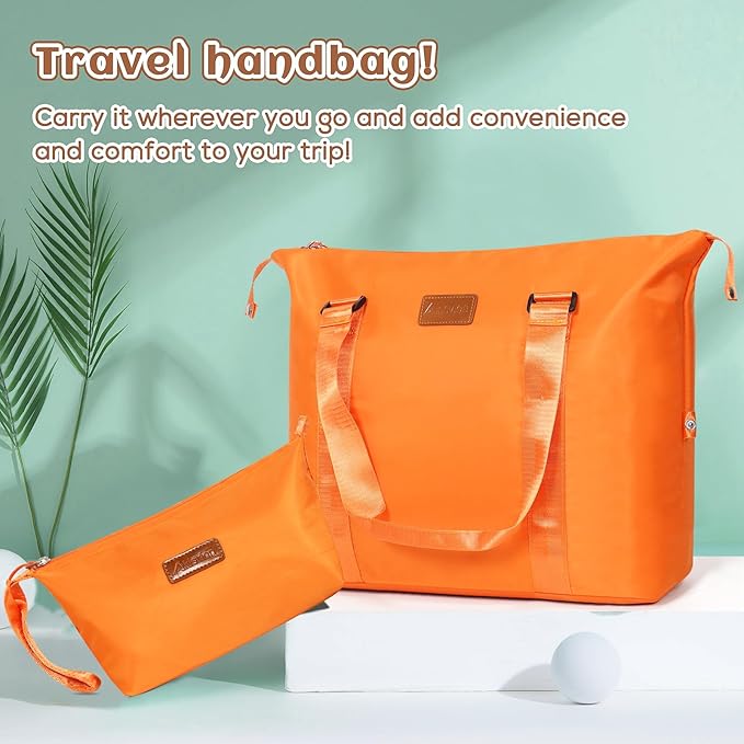 Luggage Set 3 Piece Luggage Set ABS hardshell Spinner Wheels Luggage Carry on Suitcase with Weekender bag & Toiletry bag(Orange)