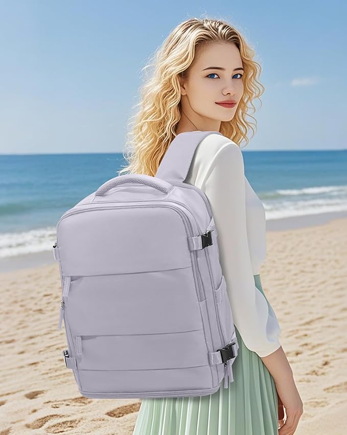 coowoz Large Travel Backpack Carry On for Women Man Gym Backpack with Laptop Compartment Mochila de Viaje Teacher Personal Item Backpacks Rucksack Airplane Accessories Must Haves Purple