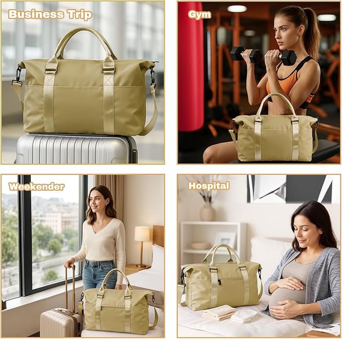 Weekender Duffel Bags for Women, Travel Totes Bag for Airplane Essentials, Overnight Bags for Women with Trolley Sleeve, Large Carry On Hospital Bag for Labor and Delivery, Sport, Gym