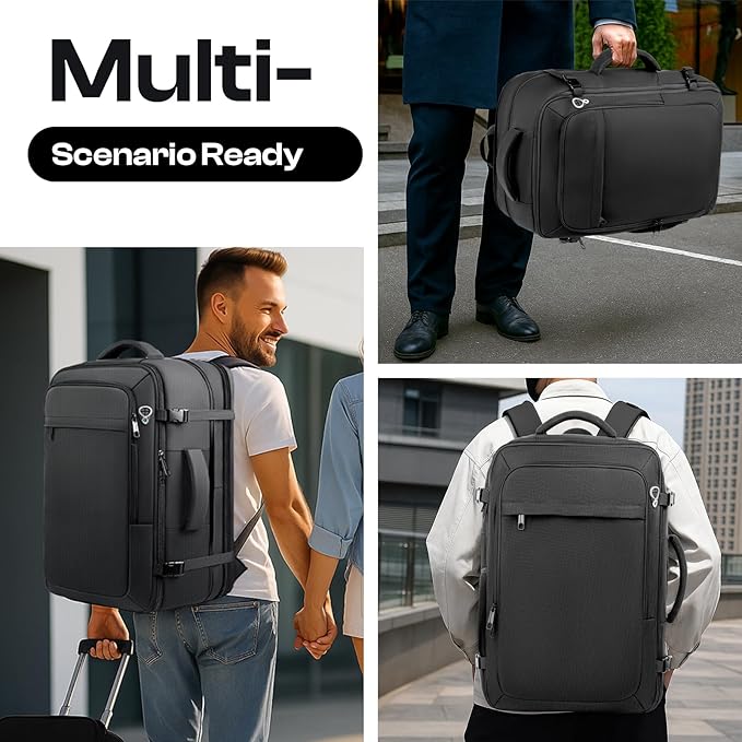 Carry on Backpack, Extra Large 55L Travel Backpack TSA Approved, Expandable Laptop Bagpack with durability, Water Resistant Bag Compatible with 18.4 inch Laptops, Black