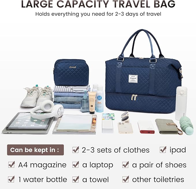LOVEVOOK Travel Duffle Bag,Weekender Bags for Women with Shoe Compartment,Carry on Overnight Bag with Toiletry Bag,Gym Duffel Bag with Wet Pocket, Hospital Bags for Labor and Delivery