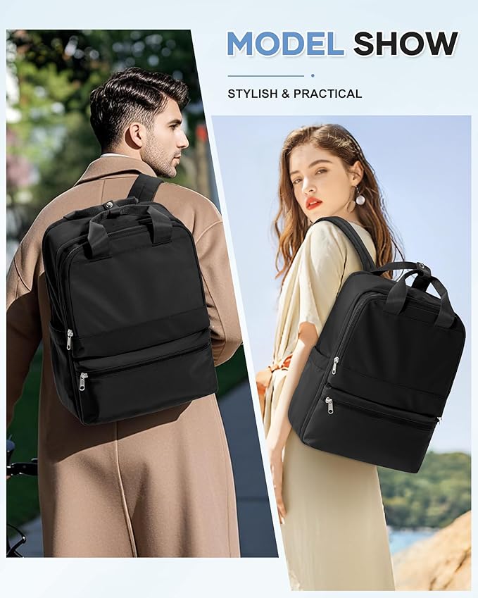 wepadre Black Travel Backpack For Women Men Airline Approved Carry On Bags For Airplanes Personal Item Bag For Airlines Waterproof Hiking Backpack College Laptop Backpack Weekender Overnight Bag