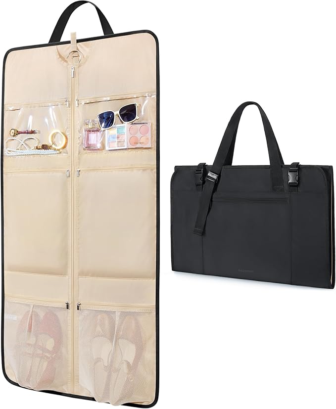 BAGSMART Garment Bags for Travel Foldable Carry on Suit Carrier for Hanging Clothes Stylish Dress Carrier Large Convertible Weekender Garment Bags for Women Men