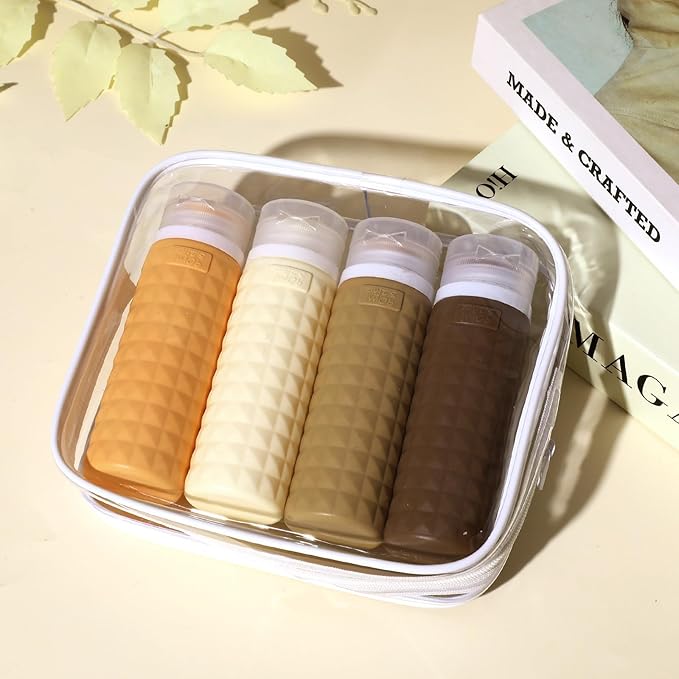 Travel Bottles for Toiletries, TSA Approved Travel Size Containers, Leak Proof Silicone Shampoo Bottles, Small Toiletry Containers with Clear Bag for Shampoo Conditioner Lotion