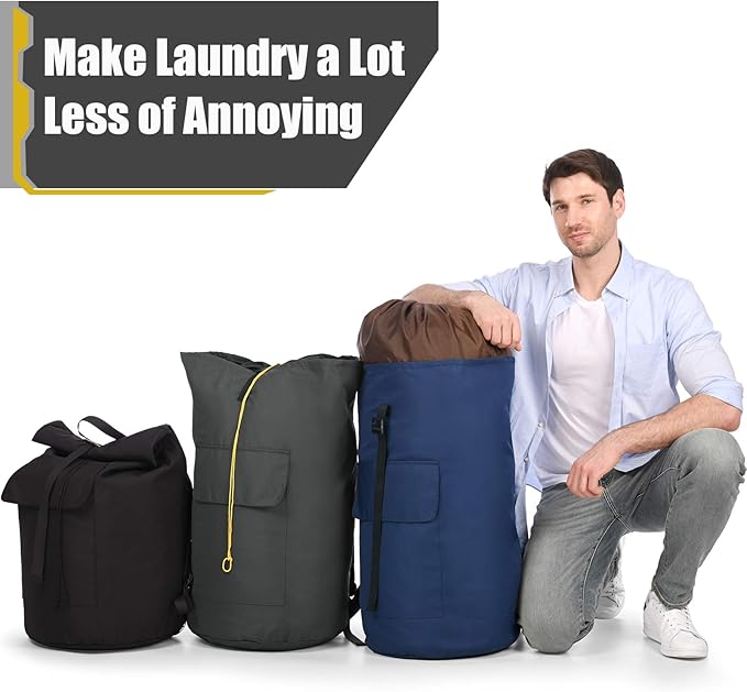 Backpack Laundry Bag, 115L Heavy Duty Extra Large College Laundry Backpack, Dirty Clothes Bag with Shoulder Straps, Laundry Hamper Bag with Drawstring Closure for College Dorm, Apartment Black