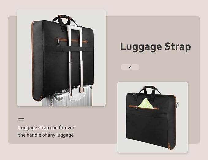 MATEIN Suit Carry On Garment Bag for Travel, Suit Bag with Detachable Adjustable Shoulder Strap, Waterproof Foldable Garment Luggage for Men Women, Large Compartment for Carrying Clothes, Black Stripe