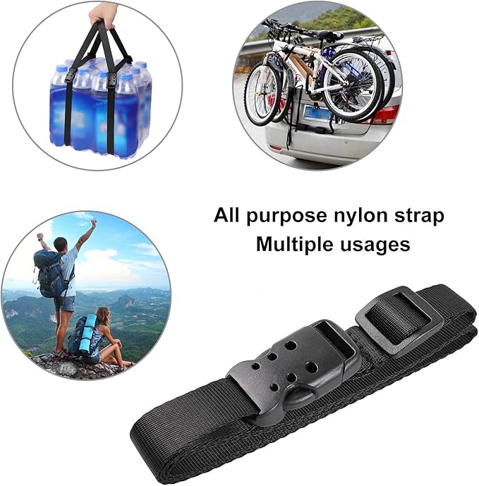 Ayaport Utility Straps with Buckle 40" Quick-Release Adjustable Nylon Straps Black 4 Pack