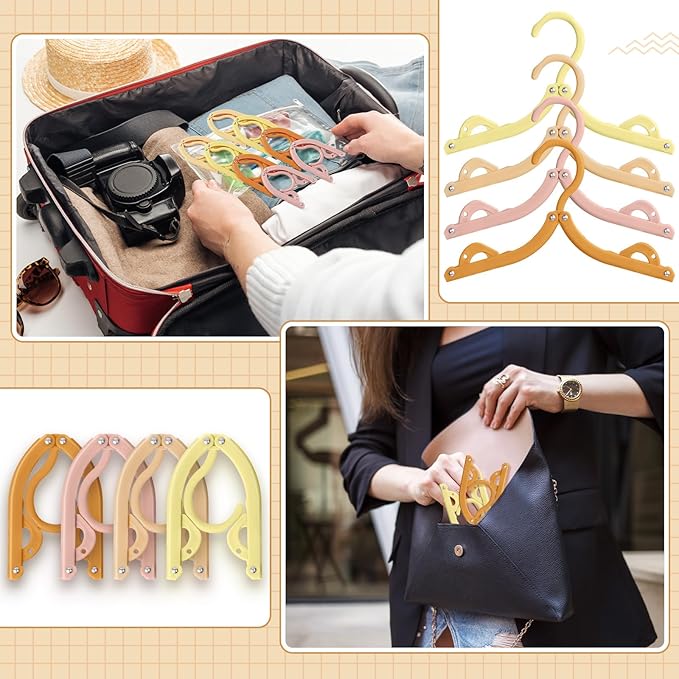 Teenyyou 12 Pcs Travel Hangers Cruise Ship Essentials Foldable Portable Plastic Vacation Hangers Non Slip Clothes Drying Rack Travel Accessories for Dormitory School Hotel Laundry (Bright Color)