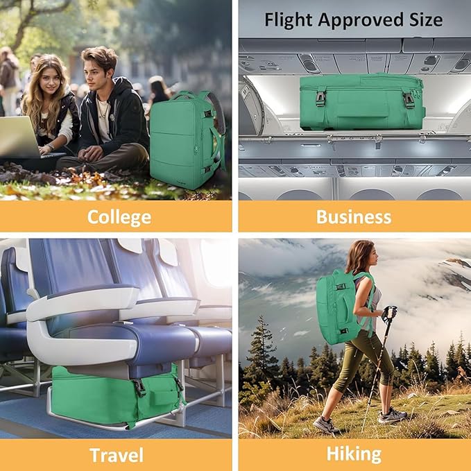 Taygeer Travel Backpack for College Woman, Lightweight Backpack for 15.6 inch Laptop with Water Bottle Holder, TSA Friendly Bag for Women, Back Pack Carry On Luggage for friend Gym Sport,Green