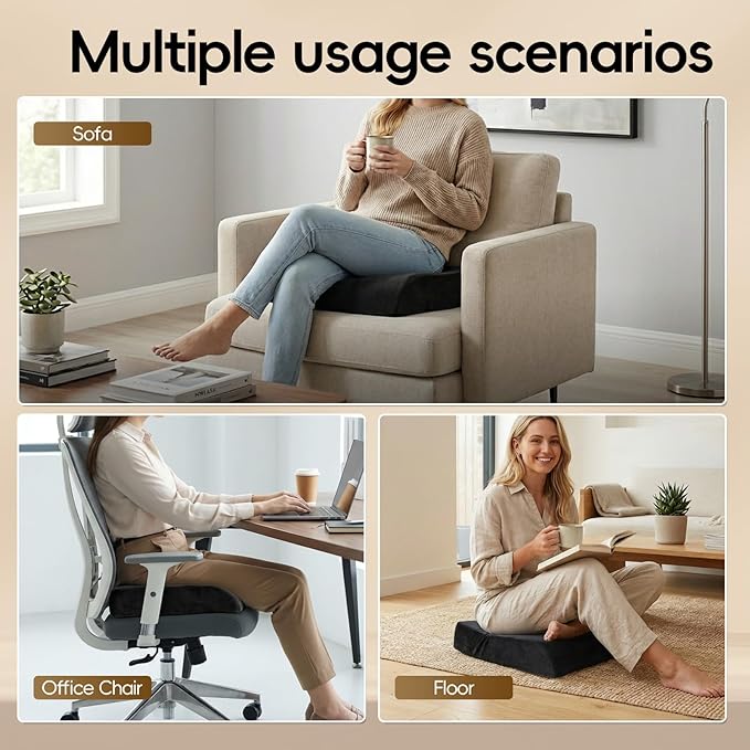 Chair Cushion for Elderly – 4" Thick Booster Seat Cushion for Easy Rise, Dual-Layer Foam Seat Cushion for Wheelchair, Office Chair, Couch & Car (18"x16")