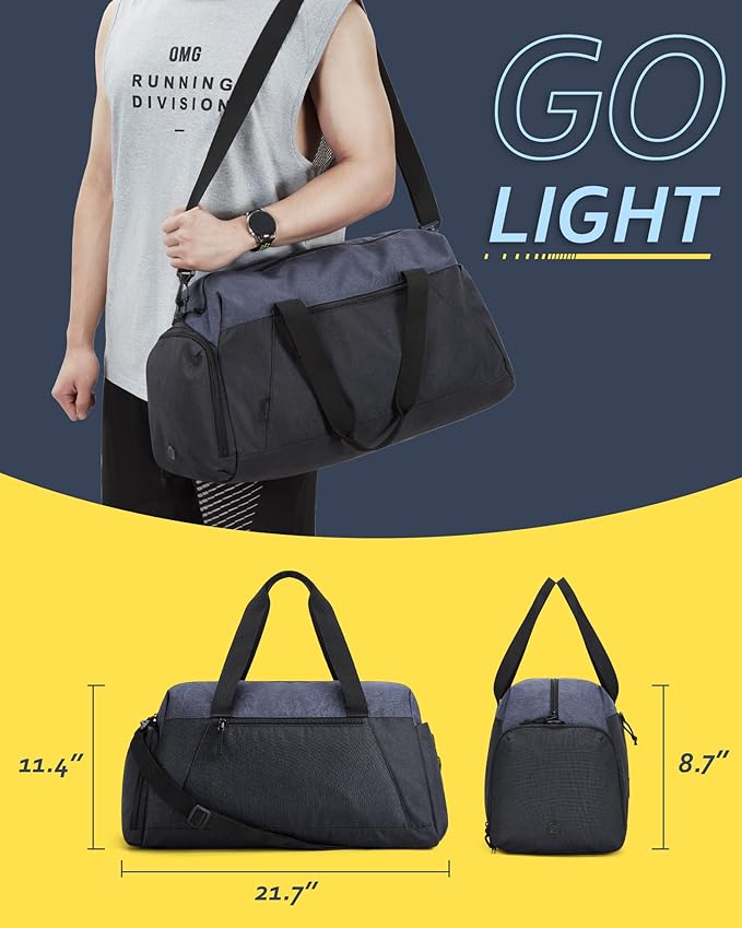 BAGSMART Gym Bags for Men Women, Foldable Travel Duffle Bag, Lightweight Weekender Duffel Bag With Shoe Compartment, Water Resistant Workout Duffle Sports Bag for Travel Yoga