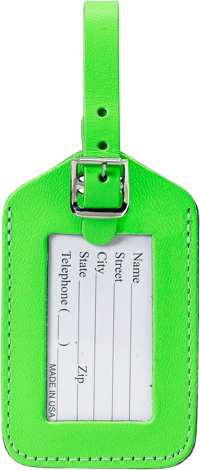 Lewis N Clark ID20GRNHT Rectangular Neon Luggage Tag - Green