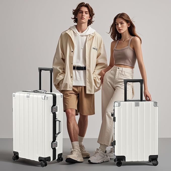 Krute Aluminum Frame Luggage 28 Inch Checked Suitcase with Spinner Wheels TSA Approved No Zipper Hard Shell Luggage PC+ABS Travel Suitcase