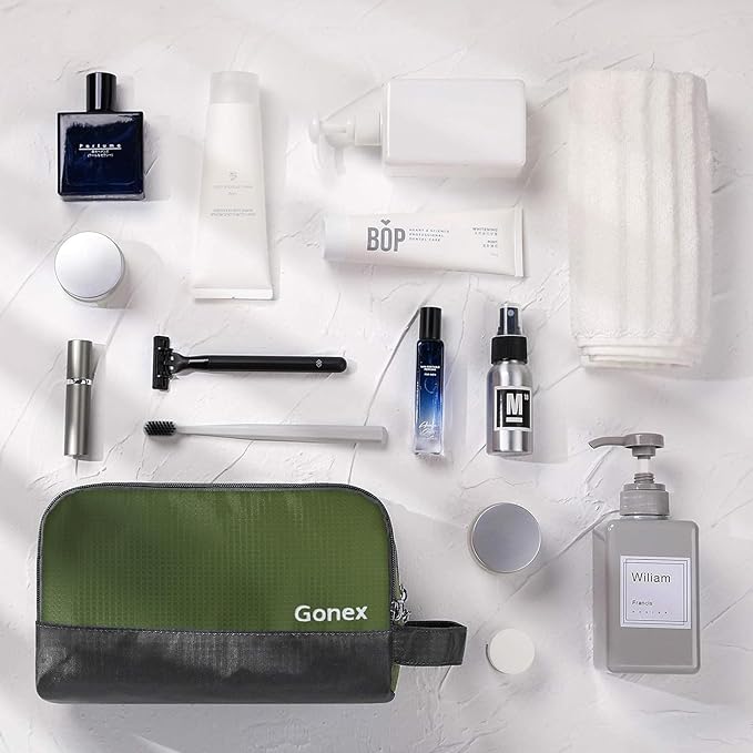 Gonex Travel Toiletry Bag Nylon, Shaving Bag Toiletry Organizer Olive Green