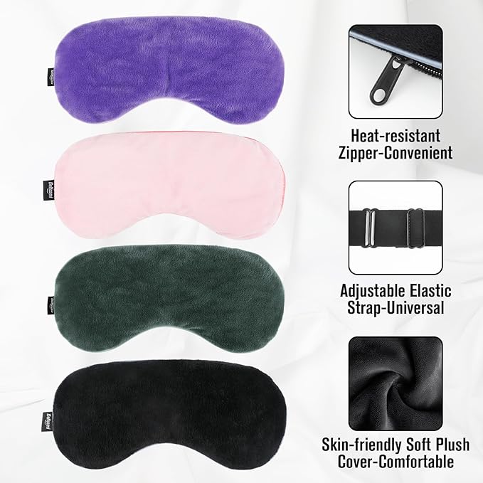 Heated Eye Mask, Microwave Moist Warm Compress for Eyes, Cooling Soothing Weighted Eye Mask for Sleeping, Reusable Sleep Eye Mask for Home & Office, Hot and Cold for Eye Relaxation (Black)