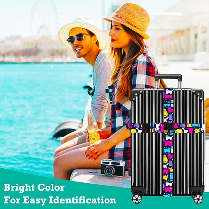 Luggage Straps for Suitcases TSA Approved Easy Pack Organized Suitcase Strap, Luggage Strap, Luggage Belt Strap, Bag Straps for Luggage. Buckle Straps Travel Accessories (Cat)