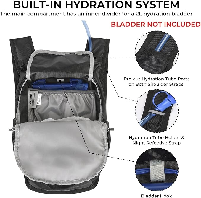 13L Small Hiking Backpack for Women Men, Lightweight Foldable Day pack, Packable Daypack for Travel, Camping (Black)