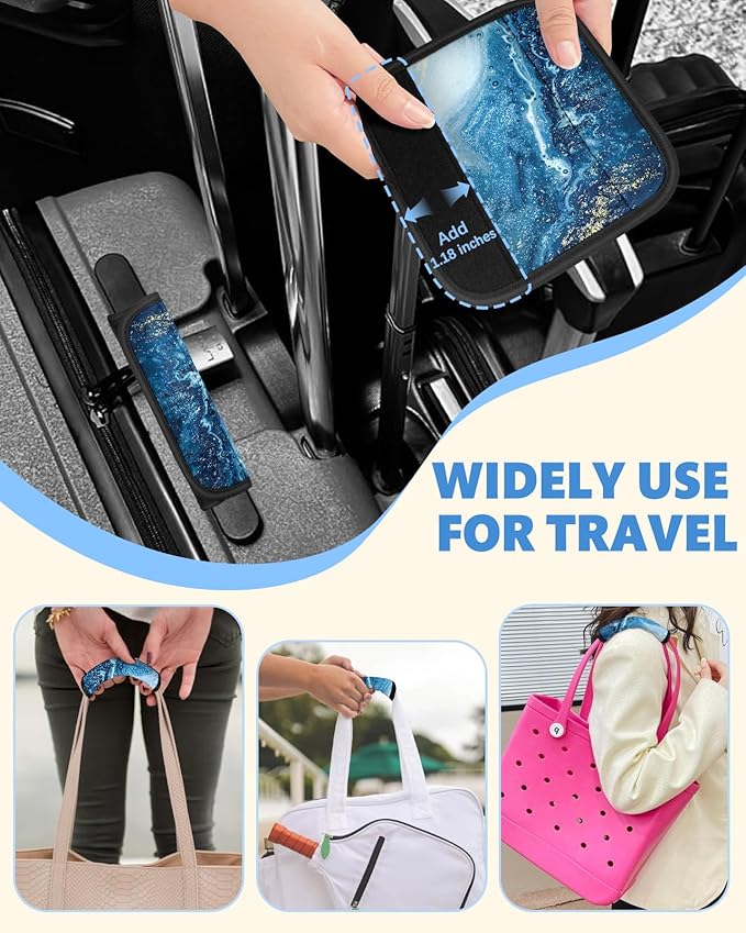 Slohif Luggage Handle Wrap 5Pcs Suitcase Identifier - Bag Strap Cover For Bogg Travel Accessories Easy Identification Bright Marker Sleeve Grips Comfort Neoprene Concealed Tag For Airport Wave