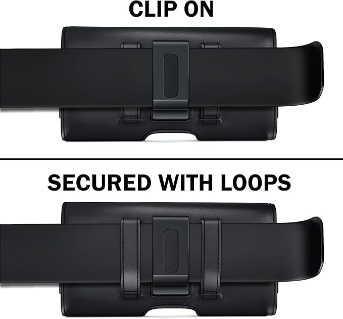 DeBin Holster for Samsung Galaxy S25+ S24+Plus 5G, S23+ S22+ S21+ S20+ S10+ S9+ S23 FE, Cell Phone Belt Holder Case with Clip, ID Credit Card Slot Pouch for Men (Fits Phone with Case on) Black