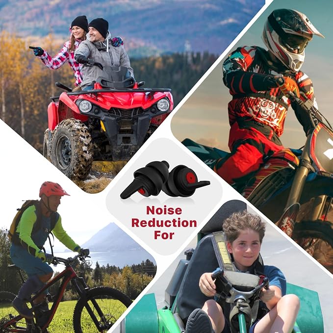 Motorcycle Ear Plugs 2Pairs, Wind Noise Reduction Audible Filter Moto Hearing Protection, 100X Reusable Comfy Earplugs for Riding, Motorbike, Motorsports, Touring, Racing, Commuting, Shooting
