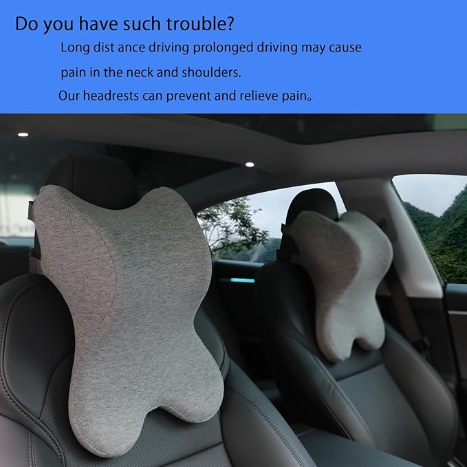Car Neck Pillow for Driving Gaming Chair Headrest Pillow Office Chair Neck Pillow Ergonomic Design Double Straps Design Suitable for Different Heights