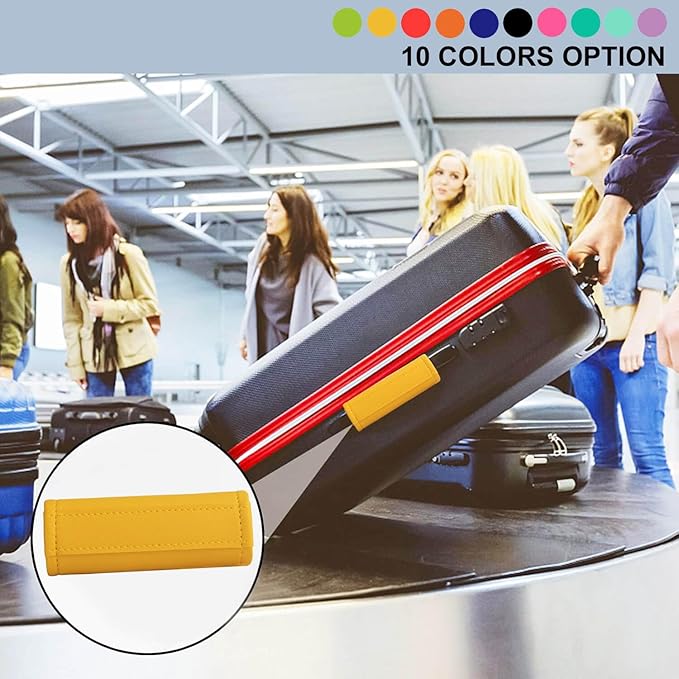 Luggage Handle Wrap 5 Pack-Leather Luggage Handle Wraps for Suitcase/Handbag/Duffel Bag/Car Bright Luggage Identfier/Handle Covers/Grips Luggage Accessories for Travel 3.0 (Yellow)
