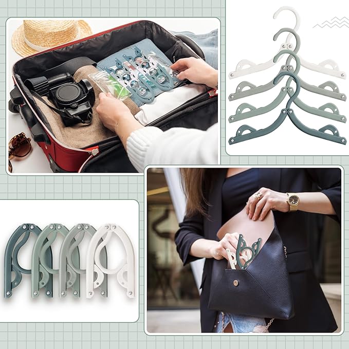 24 Pcs Travel Hangers Portable Foldable Hangers Cruise Ship Essentials Non-Slip Foldable Space Saving Clothes Drying Rack for Travel Cruise Business Trip Suitcase Dormitory School Hotel(Classic)