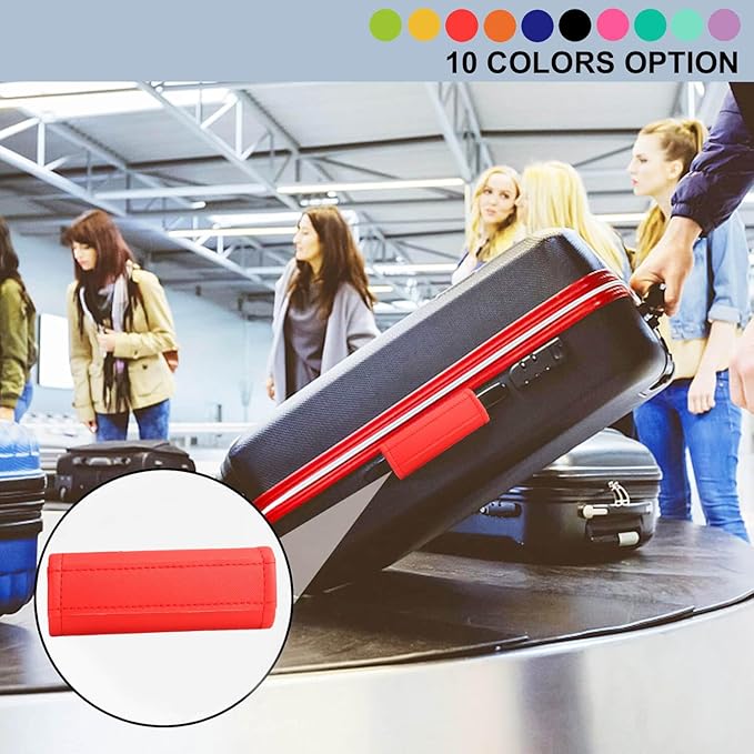 Luggage Handle Wrap 5 Pack-Leather Luggage Handle Wraps for Suitcase/Handbag/Duffel Bag/Car Bright Luggage Identfier/Handle Covers/Grips Luggage Accessories for Travel 3.0 (Red)