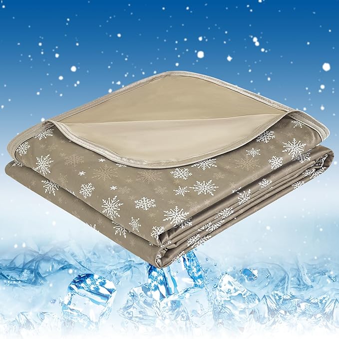OIGAE Cooling Blanket for Hot Sleepers - Soft & Lightweight Summer Cold Blanket for Night Sweats | Perfect for Bed, Couch, Sofa (Light Brown, Throw 50'' x 70'')