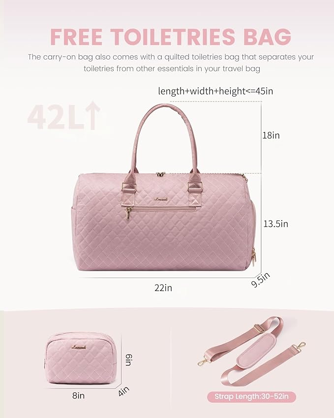 LOVEVOOK Travel Duffle Bag, Weekender Bag for Women with Toiletry Bag, Carry on Overnight Bag with Shoe Compartment, Gym Duffel Bag with Wet Pocket, Mommy Hospital Bags for Labor and Delivery