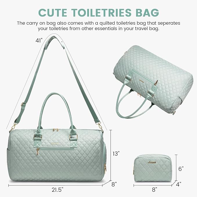 LOVEVOOK Travel Weekender with Toiletry Bag, Overnight Carry-On, Gym with Shoe Compartment & Wet Pocket, Mommy Hospital Bag