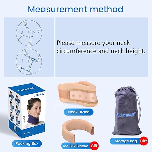 Velpeau Neck Brace for Neck Pain and Support - Soft Cervical Collar for Sleeping, Snoozing, Sleeping Upright, Anti-Snoring, Sleep Apnea for Women & Men (Khaki, Dual-purpose Version, L: 14-16.5"/3.3")