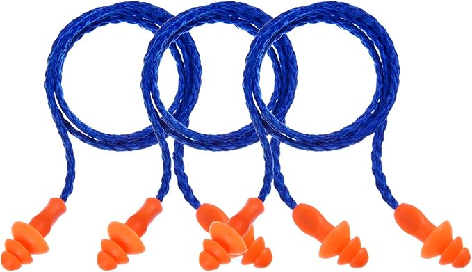 20 Pairs Corded Ear Plugs Reusable Silicone Earplugs with String Banded Ear Plug for Sleeping Noise Cancelling Noise Reduction Hearing Protection(Blue-Orange)