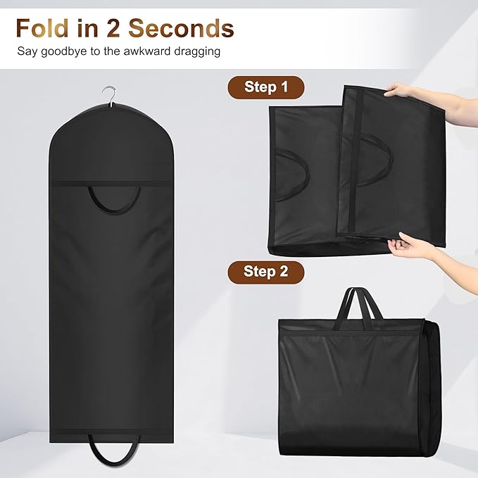 MISSLO 65" Long Garment Bags for Travel for Women 4" Gusseted Dress Bags for Gowns Waterproof Dress Protector Bag for Closet Storage Clothing Covers for Hanging Clothes Wedding Dresses Storage