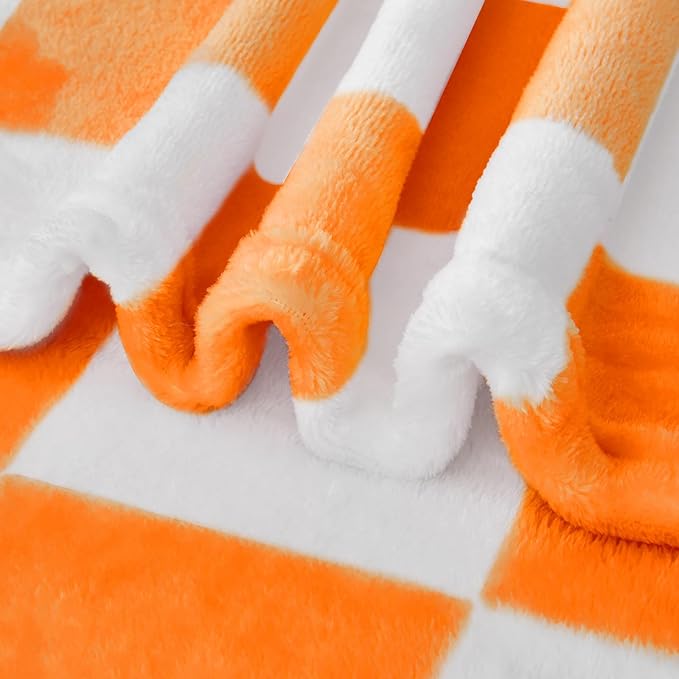 Orange Checkered Blanket, Soft Cozy Fleece Checkered Throw Blankets for Bed Sofa Couch Camping, Ultra Fluffy Throws for All Seasons, 60x80 Inch, Orange