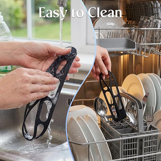 Silicone Latch Strap for Slow Cooker Lid, Pot & Food Storage - 2-Pack Black, Reusable Universal Lid Lock & Adjustable Silicone Straps for Cooking