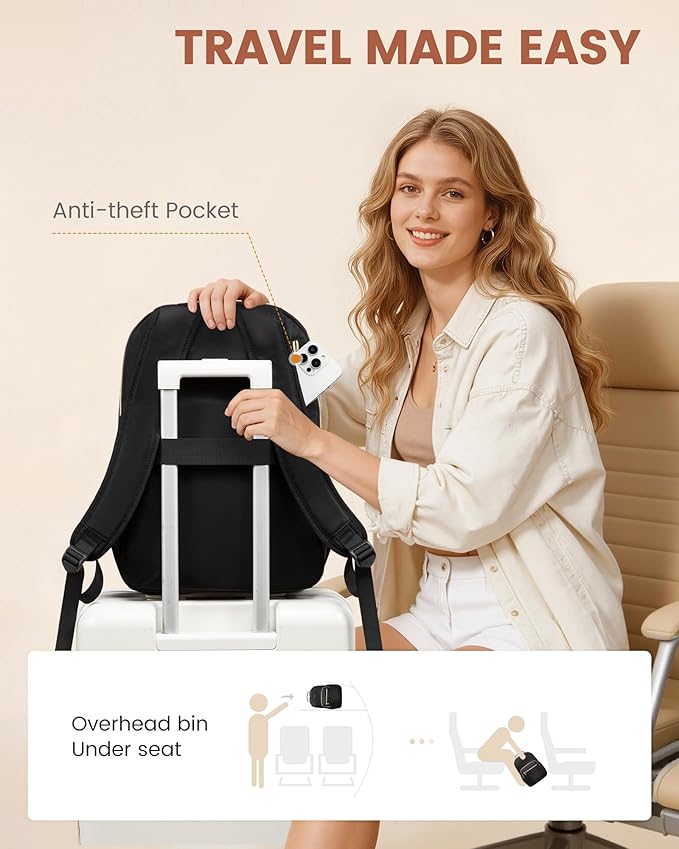 LOVEVOOK Laptop Backpack for Women with Giant Tumbler Holder 15.6 inch,Designer Travel Backpack Laptop Bag College Backpack,Quilted Work Nurse Teacher Backpack Purse Computer Bag Daypack,Black Brown