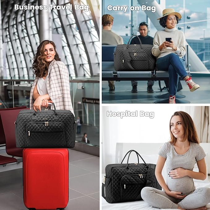 LOVEVOOK Travel Duffle Bag - Women's Weekender Carry On Overnight Laptop & Gym Bag With Toiletry/Shoe Pocket, Hospital Labor Bag
